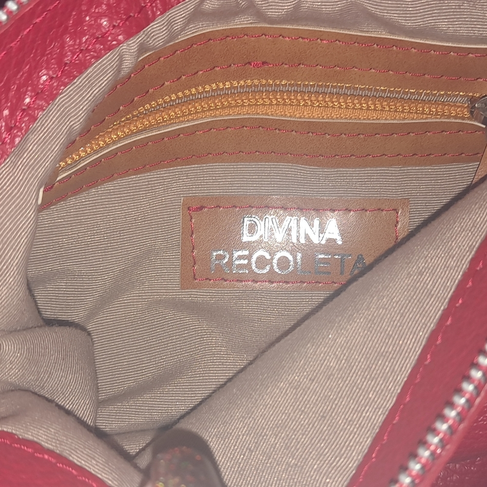 New buttery leather red crossbody. Snap Closure. Clean Inside. 1 Pocket In/out. - Picture 7 of 8